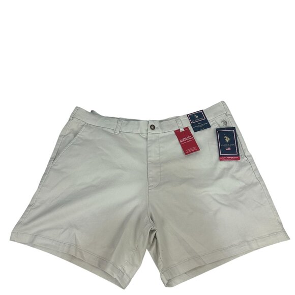 U.S. Polo Assn 3XL Comfort Waist Knit Flat Front Mens Shorts Sand Beige - Picture 1 of 8